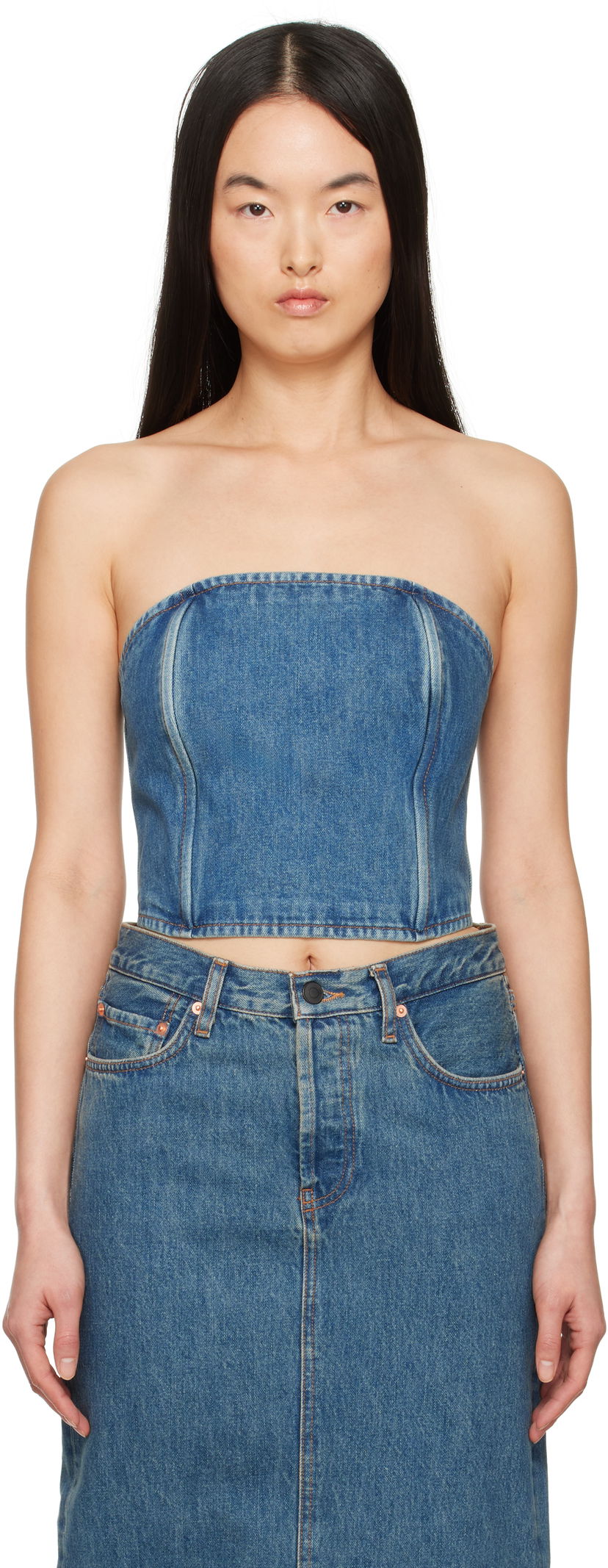 Nederdel WARDROBE.NYC WARDROBE.NYC Denim Tube Top Blå | W1078PC
