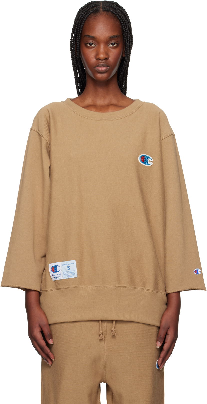 Sweater UNDERCOVER Champion Edition Beaded Logo Appliqué Sweatshirt by UNDERCOVER Brun | UC1E4810-1