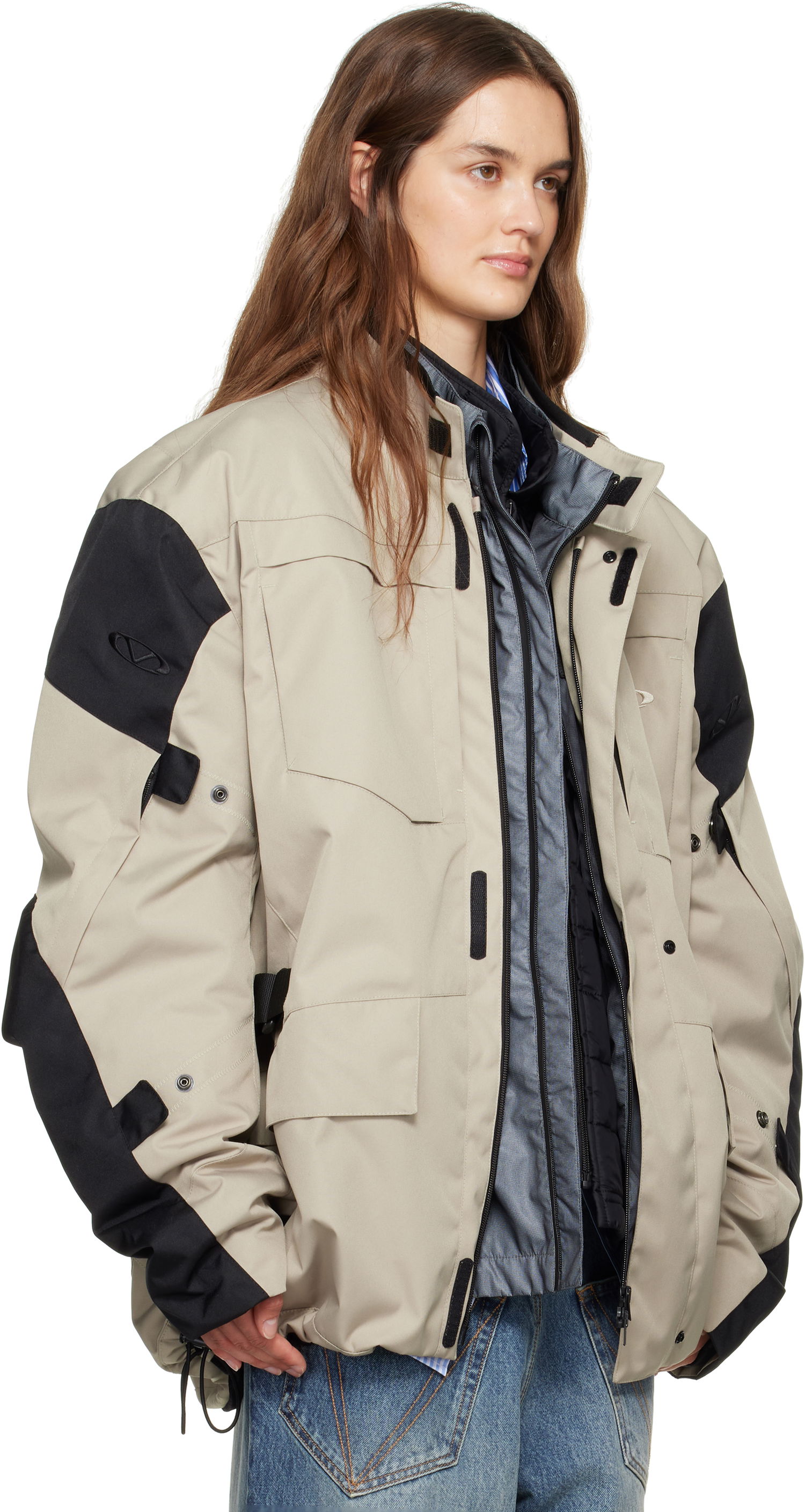 Parka VETEMENTS Vetements Biker Parka and Liner Jacket Set Beige | UH76OJ750S, 1