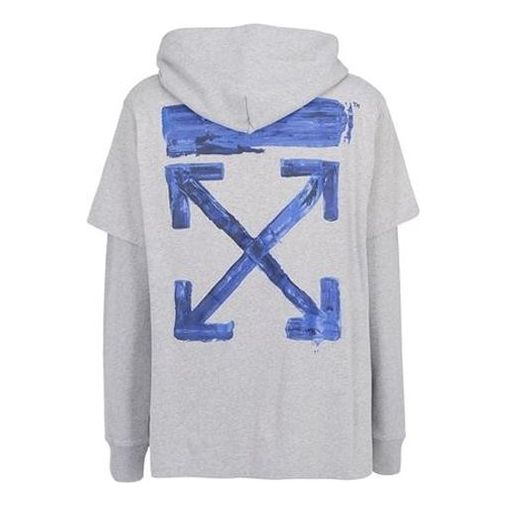 Sweatshirt Off-White Drawstring Hoodie With Back Print Grå | OMAB033F191850100730