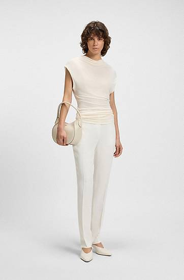 Tanktop BOSS BOSS Matte High-Neck Sleeveless Top Hvid | 50541896, 1