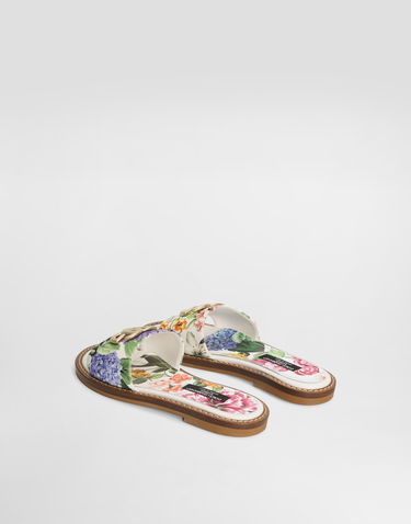Tilbehør Dolce & Gabbana Dolce & Gabbana Canvas Sliders with Flower and DG Logo Flerfarvet | D11316A4194HA5KU, 2