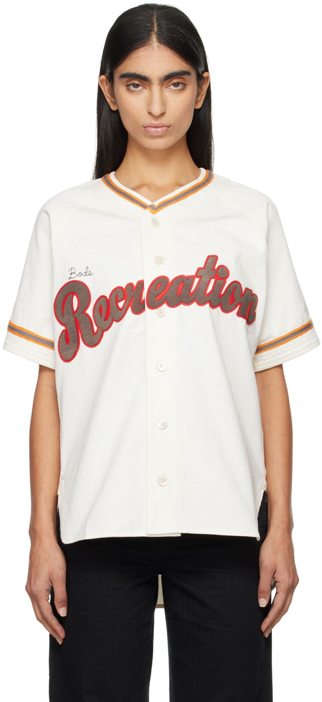 Jersey Bode Baseball Shirt With Print Hvid | MRF24SH053