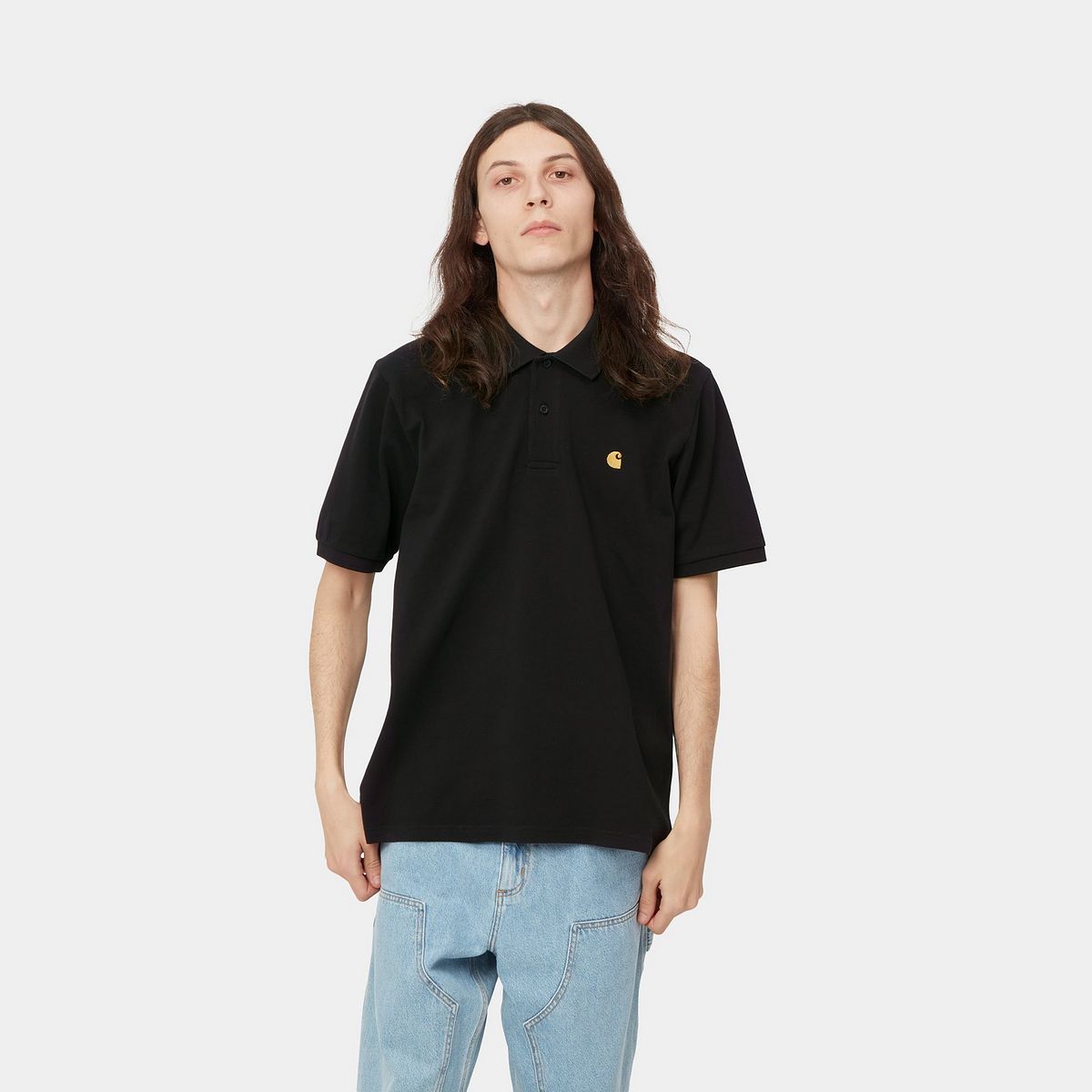 Polo skjorte Carhartt WIP S/S Chase Pique Polo Shirt Sort | I023807_00F_XX, 1