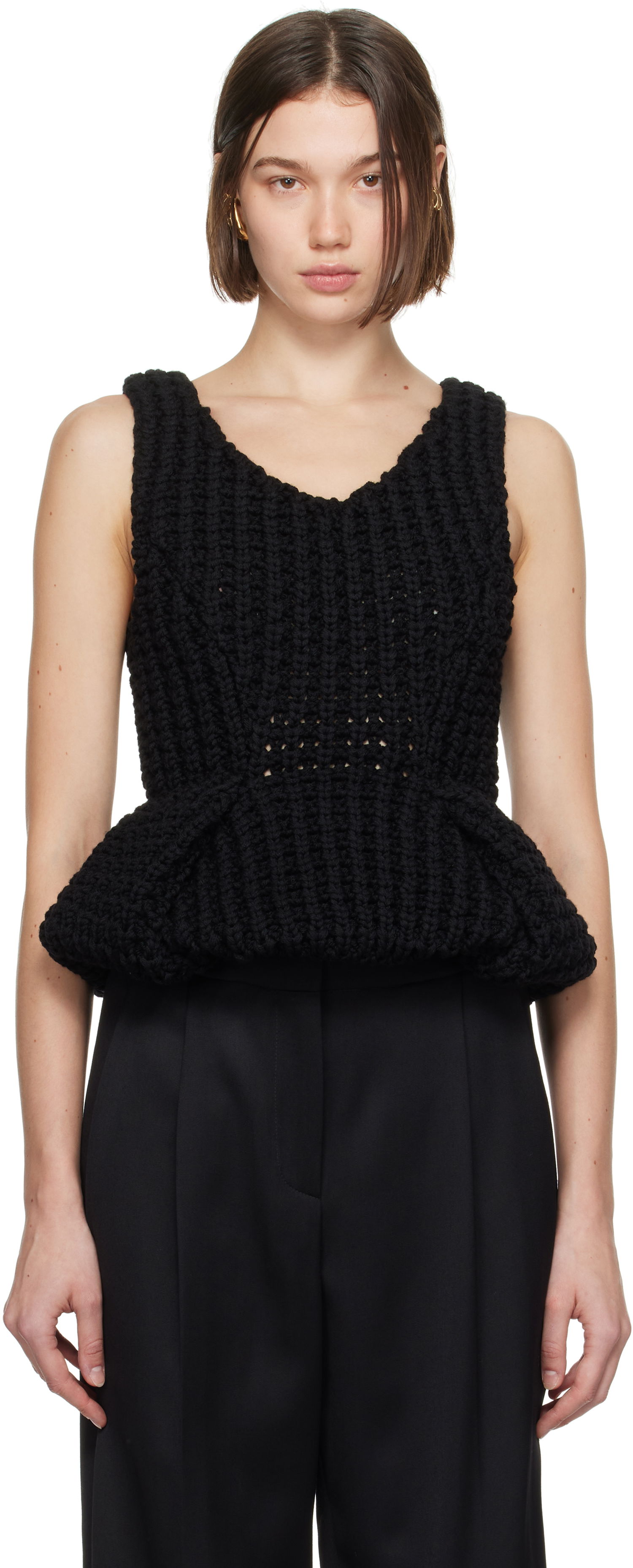 Tanktop Givenchy Slim Fit Peplum Tank Top Sort | BW90T44ZP6001, 0