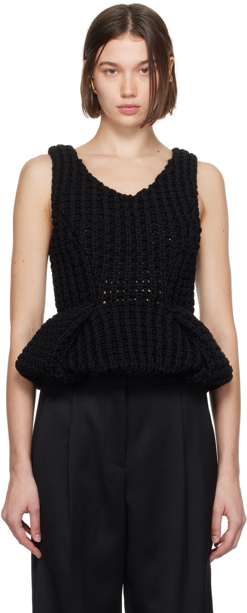 Tanktop Givenchy Slim Fit Peplum Tank Top Sort | BW90T44ZP6001