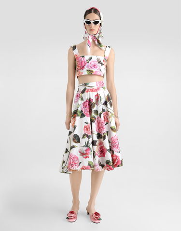 Crop top Dolce & Gabbana Dolce & Gabbana Rose Print Bralette Top Hvid | F7U70THS5S4HA5IG, 1