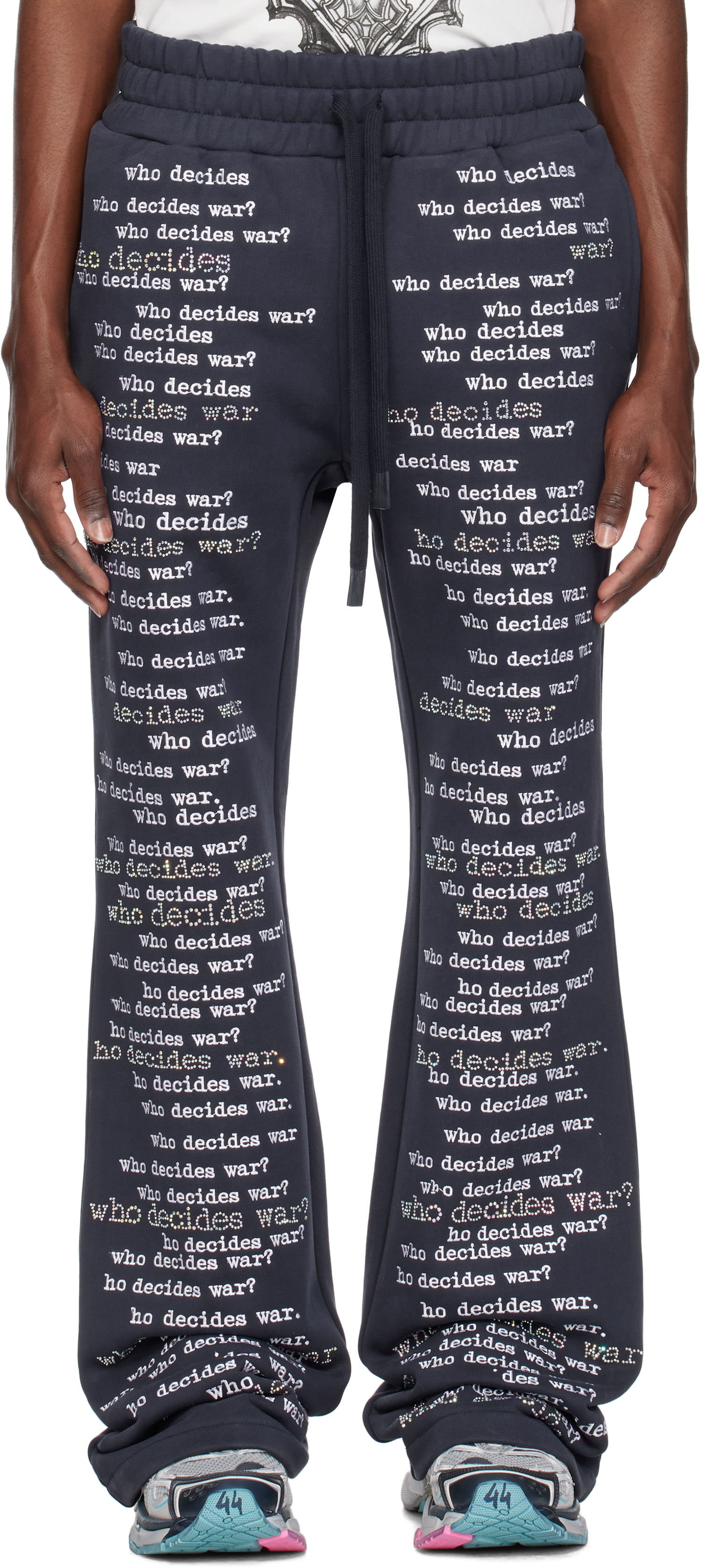 Joggingbukser Who Decides War 'WDW' Scripture Sweatpants Mørkeblå | 1121150010SS25, 0