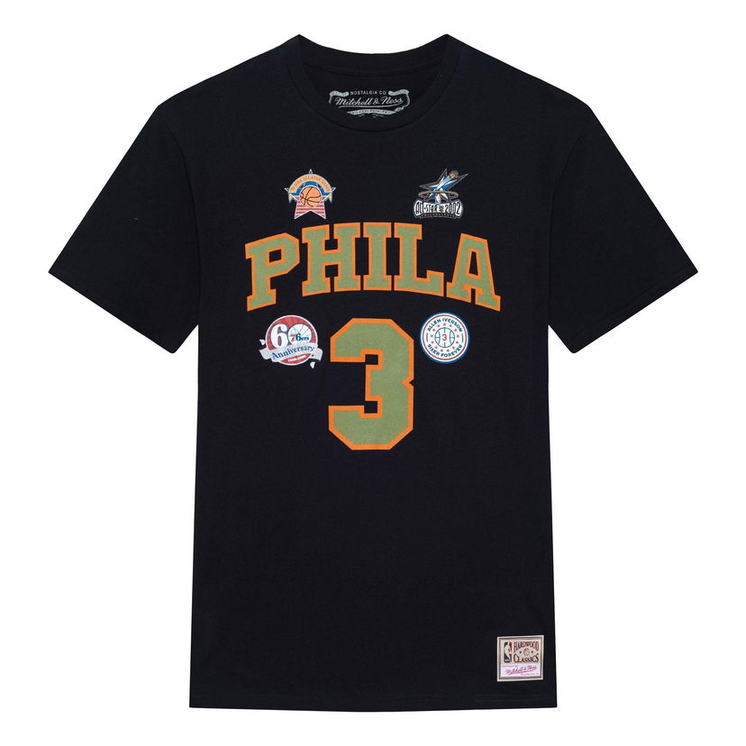 T-shirt Mitchell & Ness Philadelphia 76ers 'Allen Iverson 3' Script T-Shirt Sort | BNN3DP22083-P76BLCKAIV