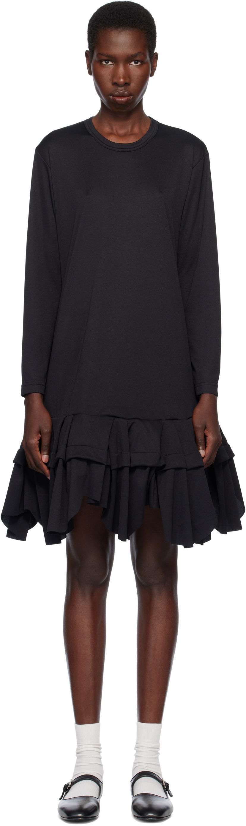 Kjole Comme des Garçons Comme des Garçons Midi Dress with Ruffles Sort | RO-T009-051-1