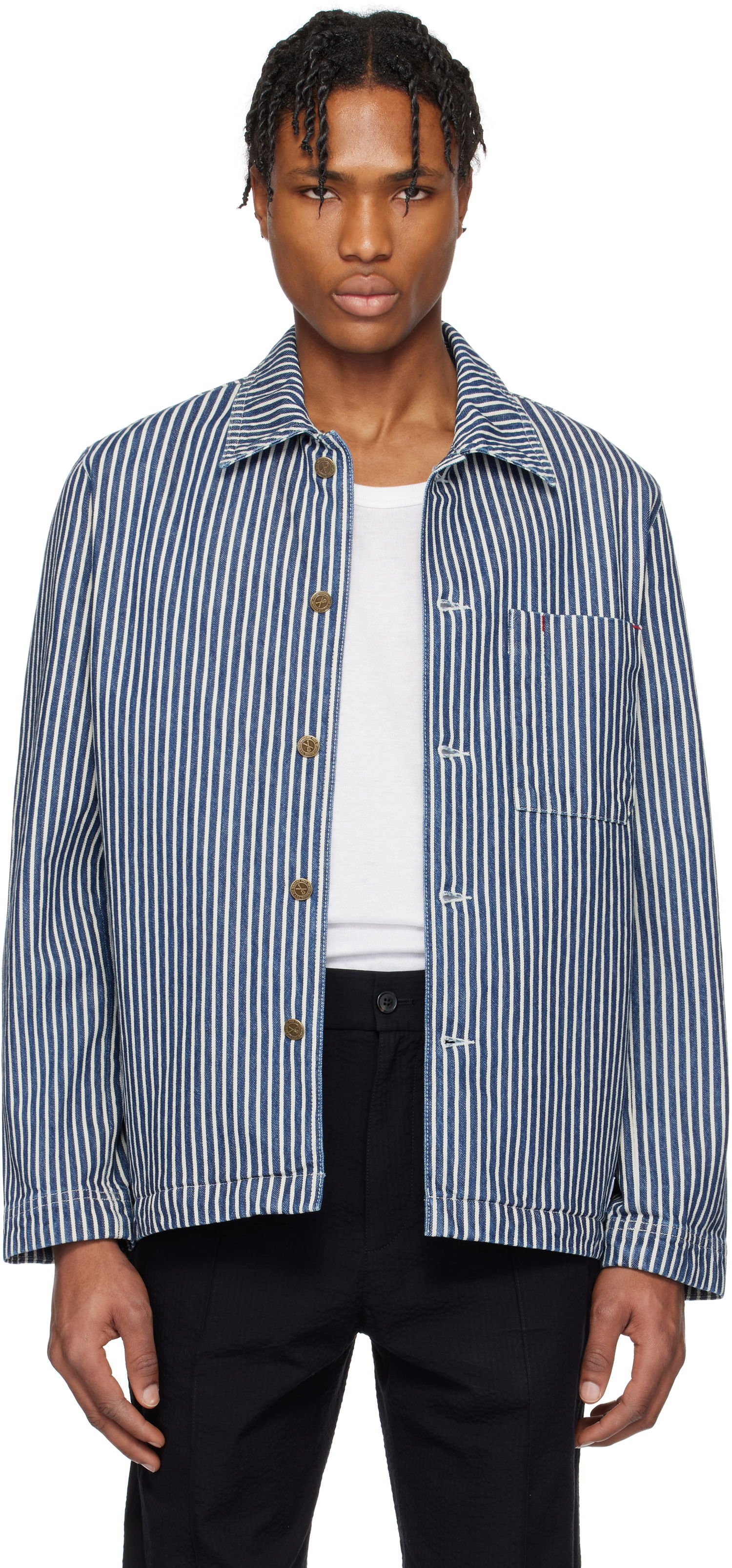 Skjorte A.P.C. A.P.C. Raphael Striped Denim Jacket Blå | COHHG-H32001, 0