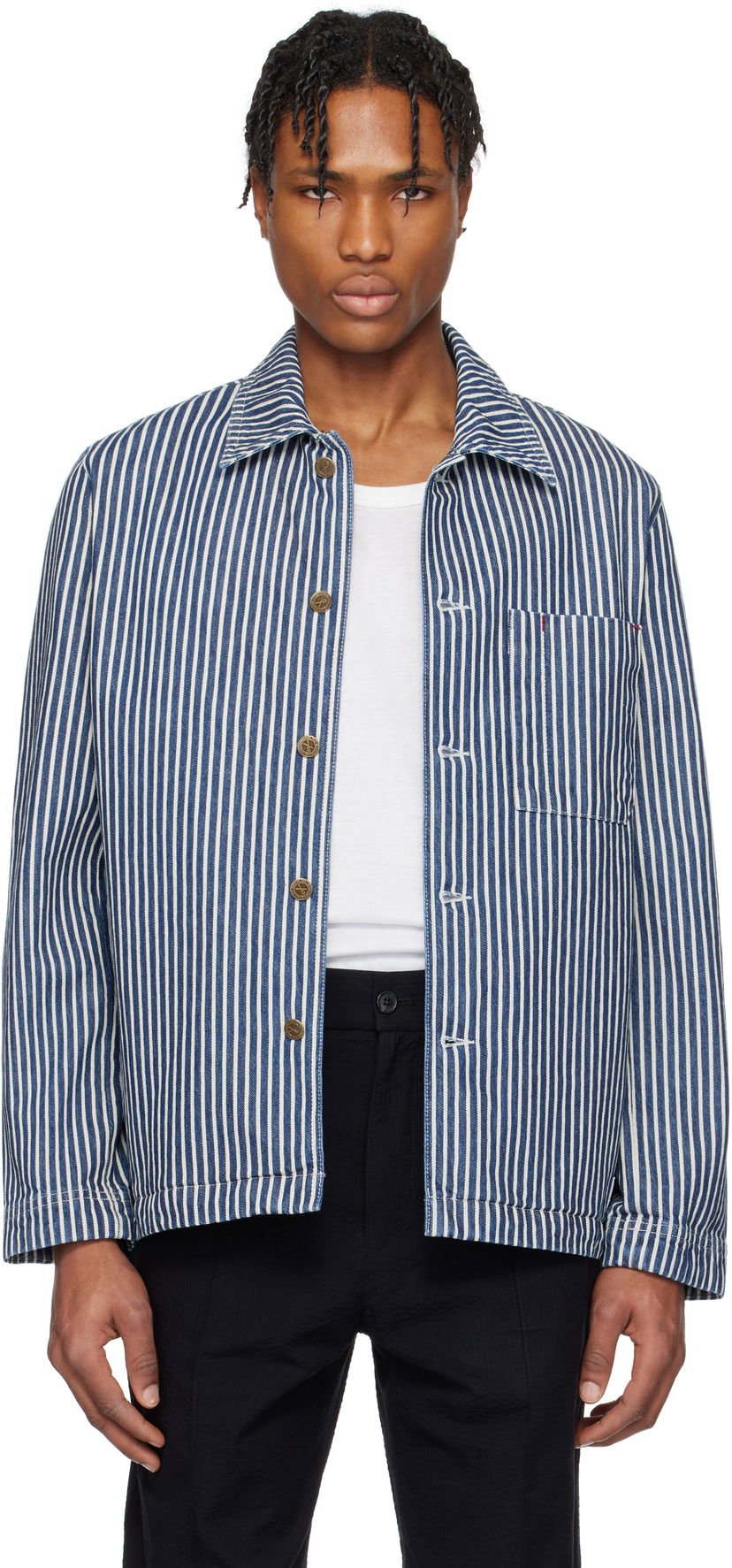 Skjorte A.P.C. A.P.C. Raphael Striped Denim Jacket Blå | COHHG-H32001