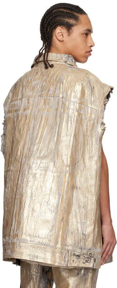 Vest Rick Owens Rick Owens DRKSHDW Hollywood Jumbo Worker Sleeveless Denim Jacket Metalisk | DU01E3762 GMC, 2