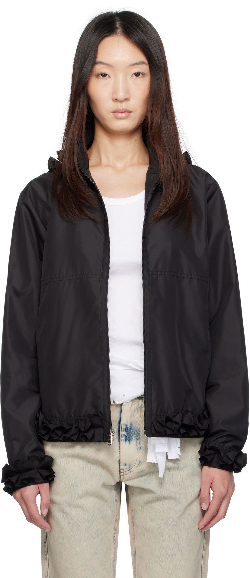 Jakke Coperni Coperni Pleated Ribbon Jacket Sort | COPOW43F3037