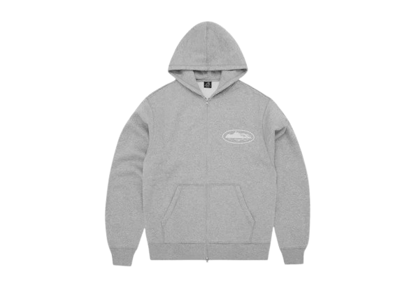 Sweatshirt Corteiz Corteiz Island Puff Print Zip Hoodie Grå | COR7, 0