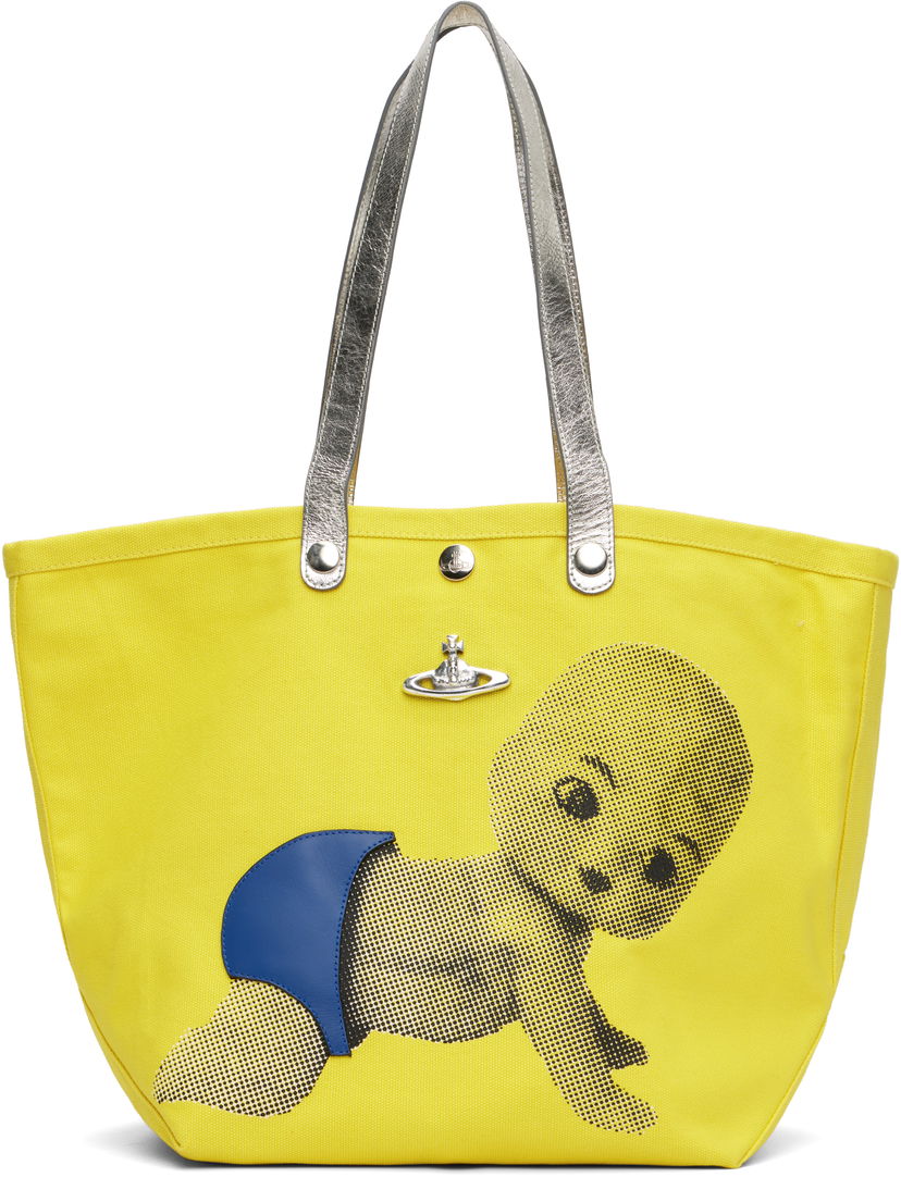 Mulepose Vivienne Westwood Vivienne Westwood Baby Printed Canvas Small Shopper Tote Gul | 4205007NU-W015D-