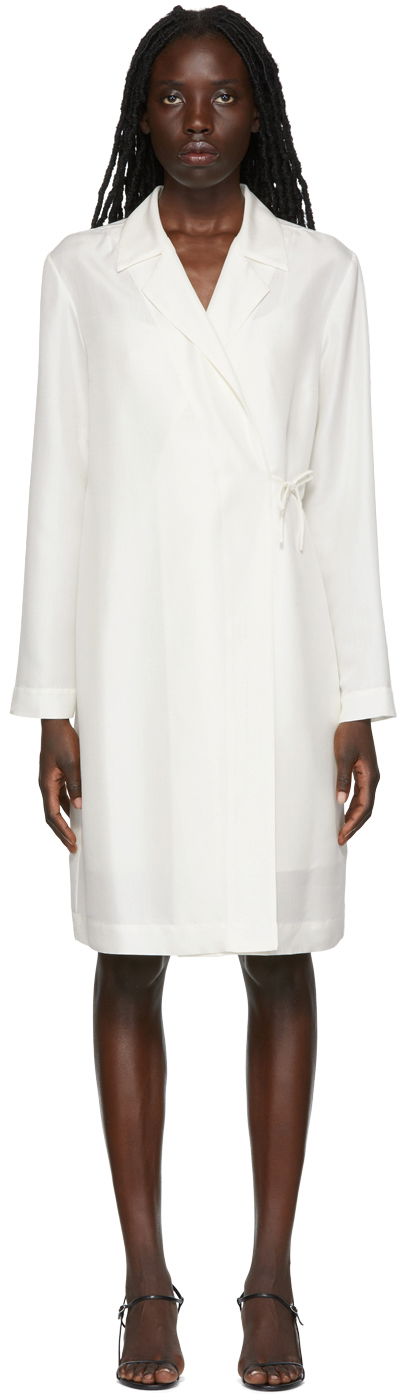 Kjole The Row Exclusive Wrap Silk Mini Dress Hvid | 6462-W2243