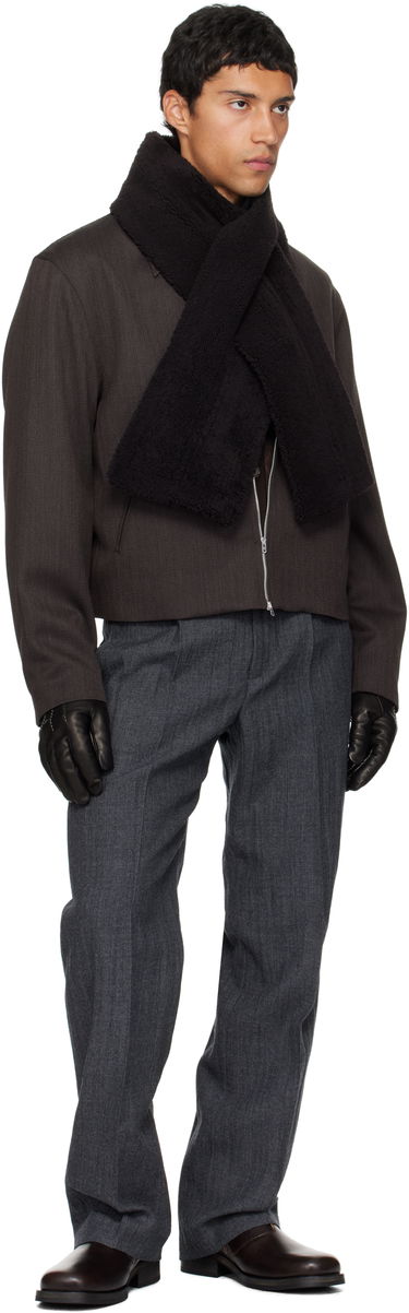 Tørklæde OUR LEGACY Our Legacy Blizzard Faux Leather and Shearling Scarf Sort | A4258BDA, 2