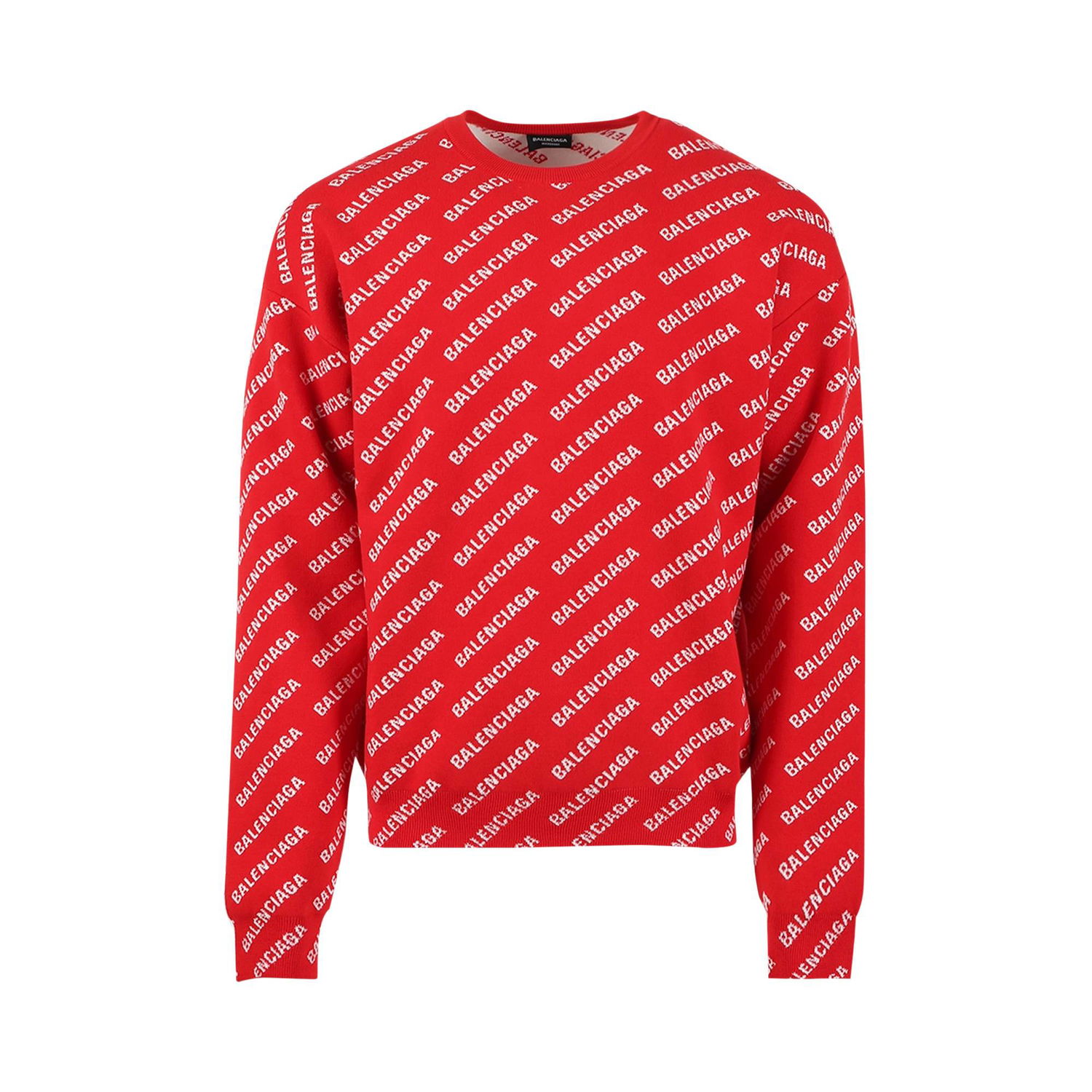 Sweater Balenciaga All Over Logo Crewneck Rød | 702952 T3233 6090, 1