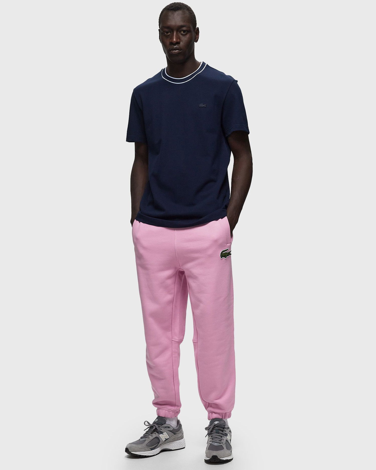 T-shirt Lacoste STRETCH PIQUÉ STRIPE COLLAR T-SHIRT Mørkeblå | TH8174-166, 1