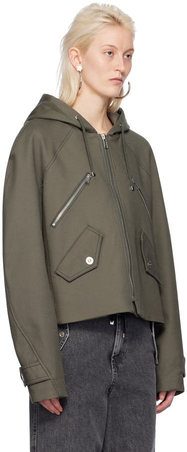 Vindjakke Dion Lee Cropped Hooded Zip-Up Jacket Grøn | C4057PS24, 1