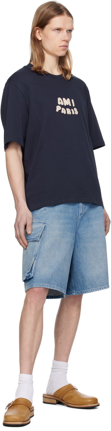 T-shirt AMI AMI Paris Cotton Patch T-Shirt Mørkeblå | UTS075.726, 3