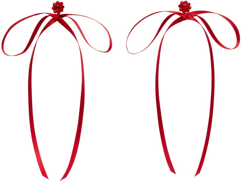 Stift Simone Rocha Simone Rocha Bow Ribbon Stud Earrings Rød | ERG389 0903
