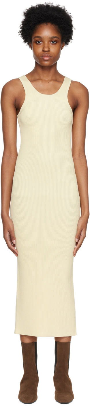 Kjole TOTEME Curved Compact Midi Dress Gul | 223-669-320