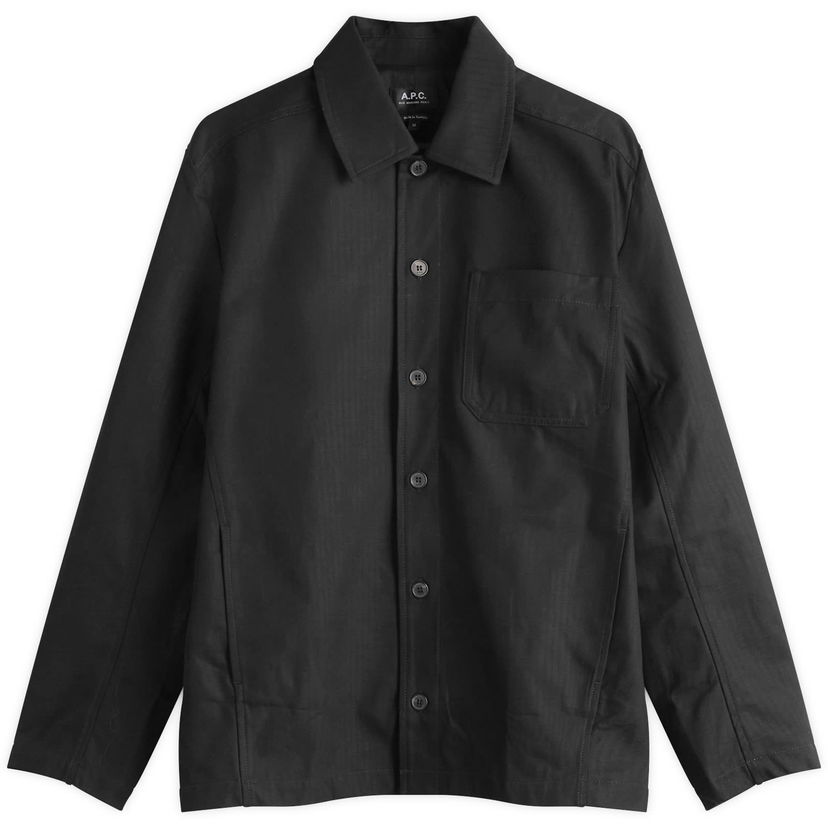Jakke A.P.C. Men's Jeffray Herringbone Cotton Shirt Jacket Sort | COHHW-H02991-LZZ