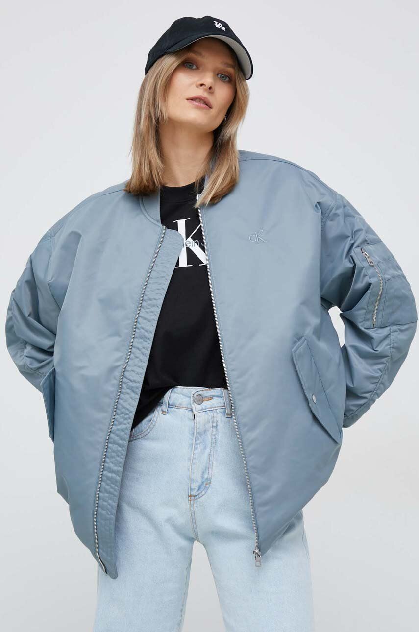 Bomberjakke CALVIN KLEIN Oversized Nylon Sateen Bomber Jacket Blå | J20J221082.PPYX, 0