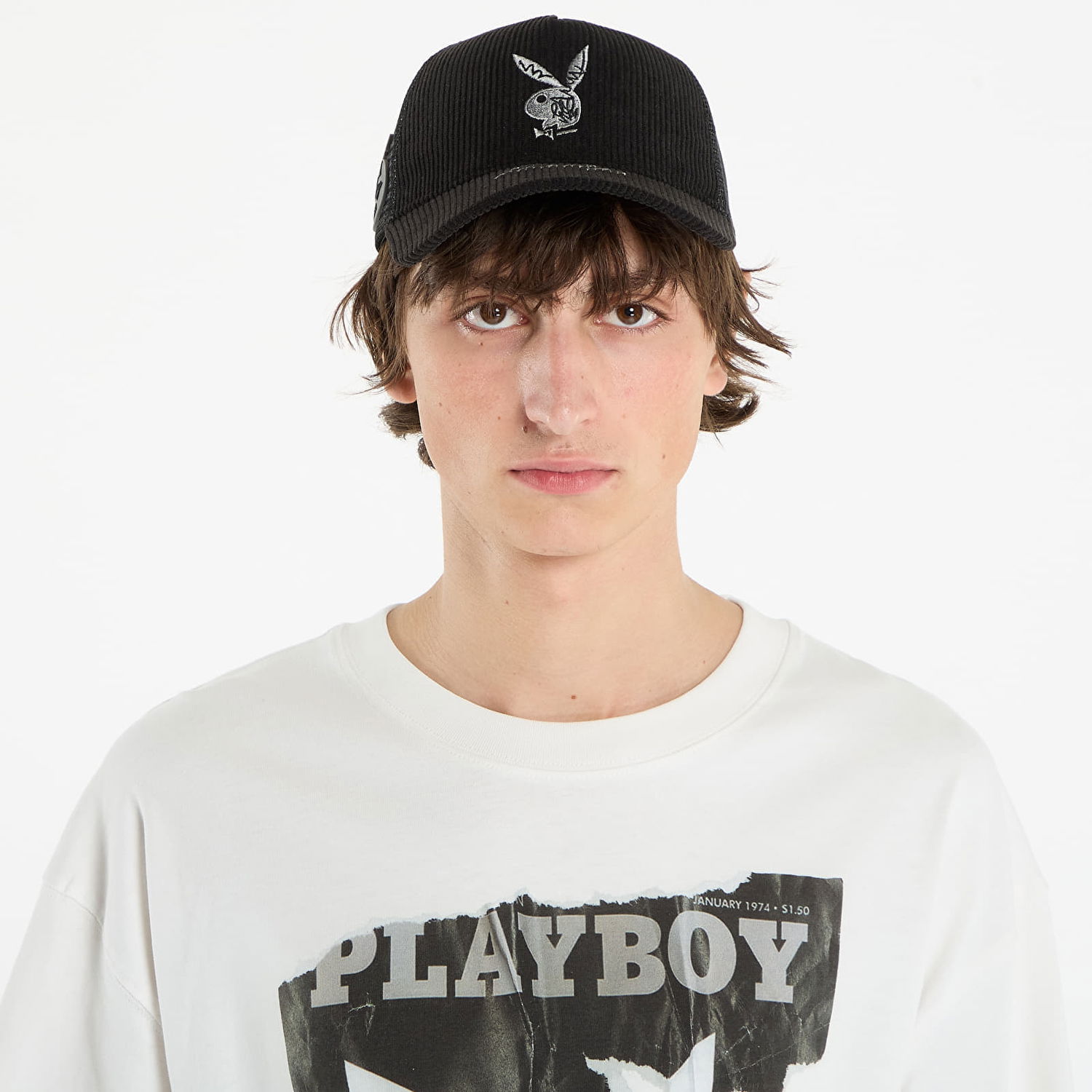 Kasket Footshop Playboy x FTSHP Corduroy Trucker Black Sort | FTSHP_533, 0