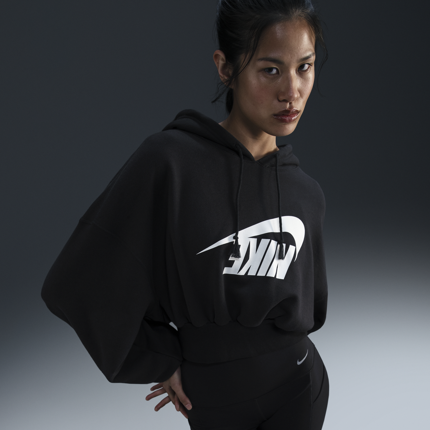 Sweatshirt Nike Sportswear Cropped Hoodie Sort | FV7777-010, 0