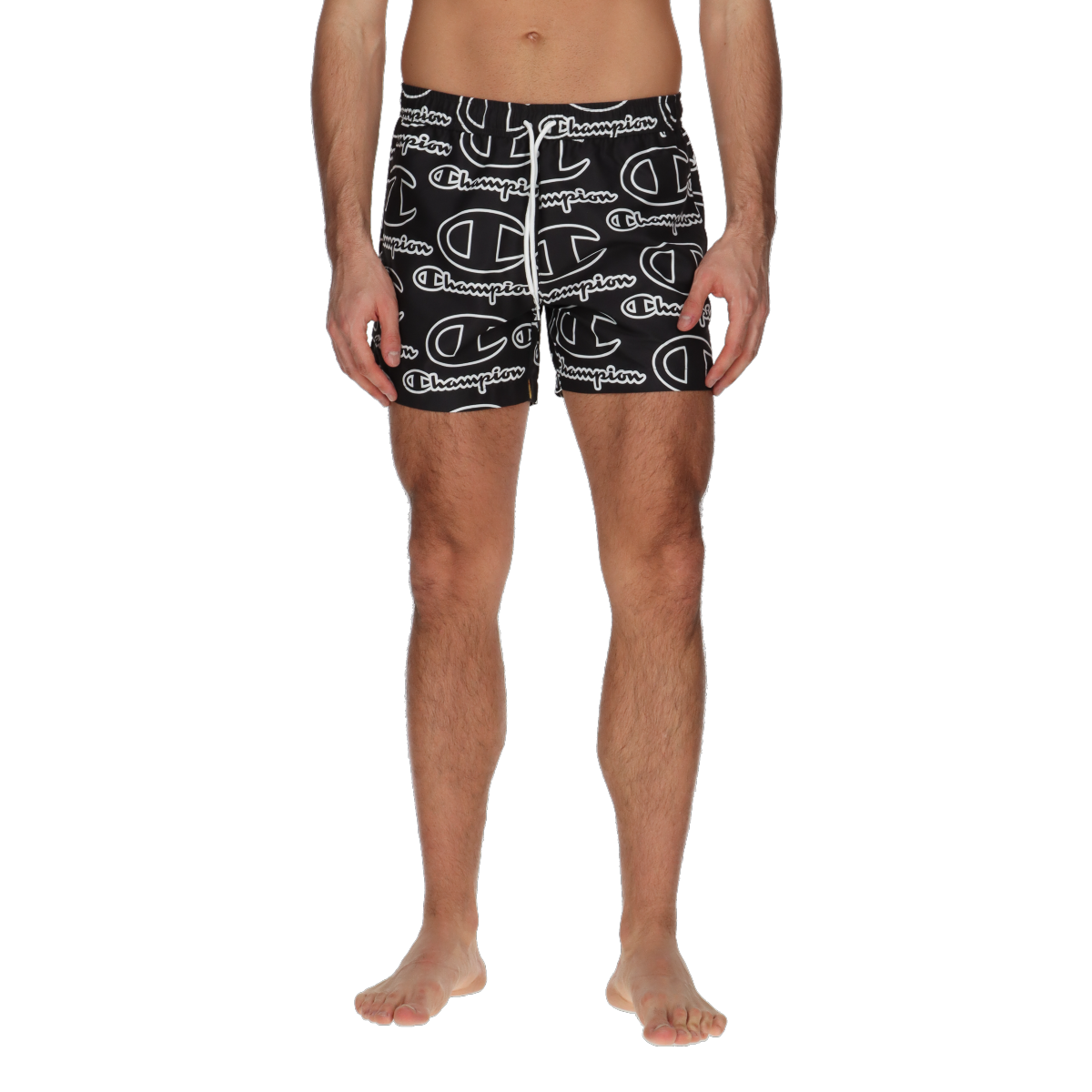 Badetøj Champion Easy Logo Pattern Swim Shorts Sort | 220538-KK001, 0