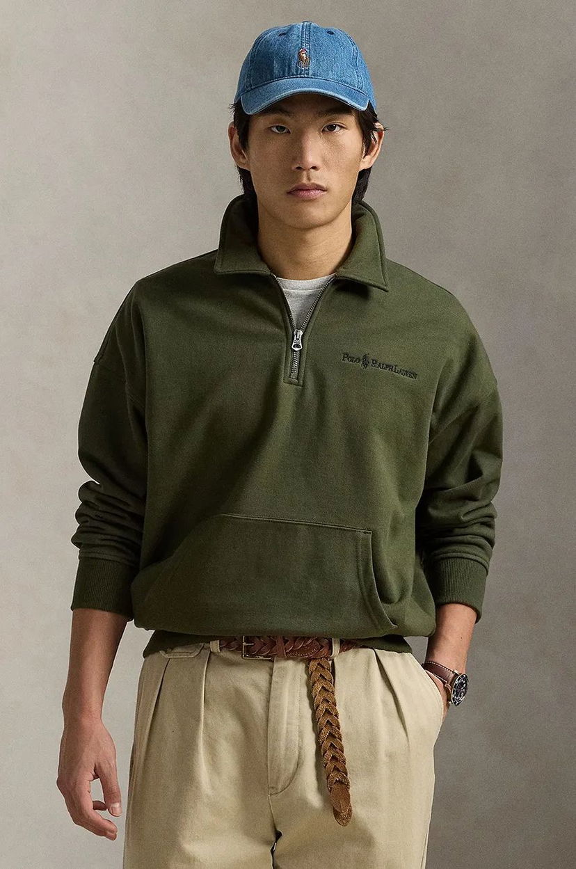 Sweatshirt Polo by Ralph Lauren Green Pullover with Quarter Zipper Grøn | 710961138