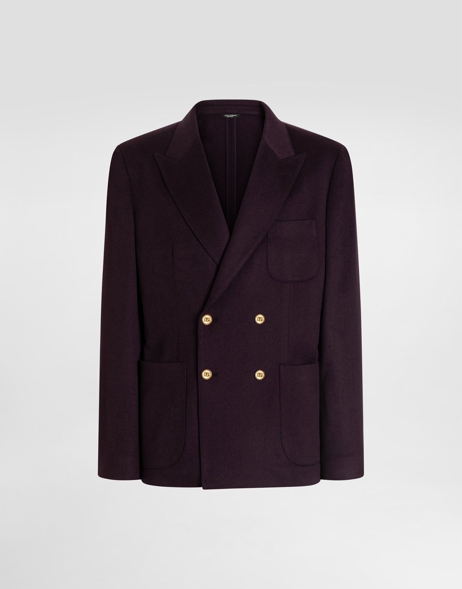 Jakke Dolce & Gabbana Double-breasted Portofino Cashmere Jacket with Gold-tone DG Buttons and Patch Pockets Lilla | G2NZ2TGJ763F0517, 0