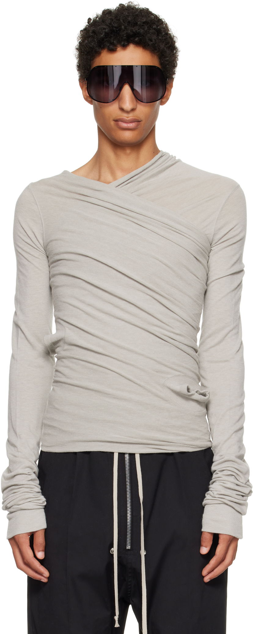 T-shirt Rick Owens Rick Owens Concordians Hollywood Banana Long Sleeve T-Shirt Grå | RU02E1262 JR