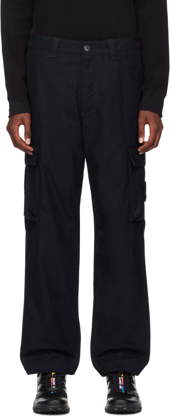 Cargo bukser Stone Island Black Logo Patch Cargo Pants Sort | 8115311F1