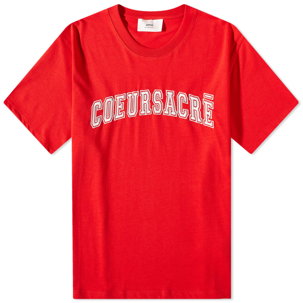 T-shirt AMI Coeur Sacre Tee Rød | HTS009-726-681, 0