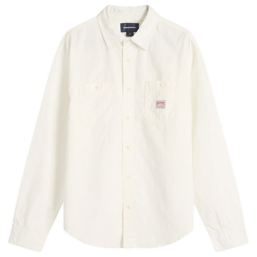 Skjorte thisisneverthat thisisneverthat Chambray Shirt, Size Small Hvid | TN251WSHTL01-WHT