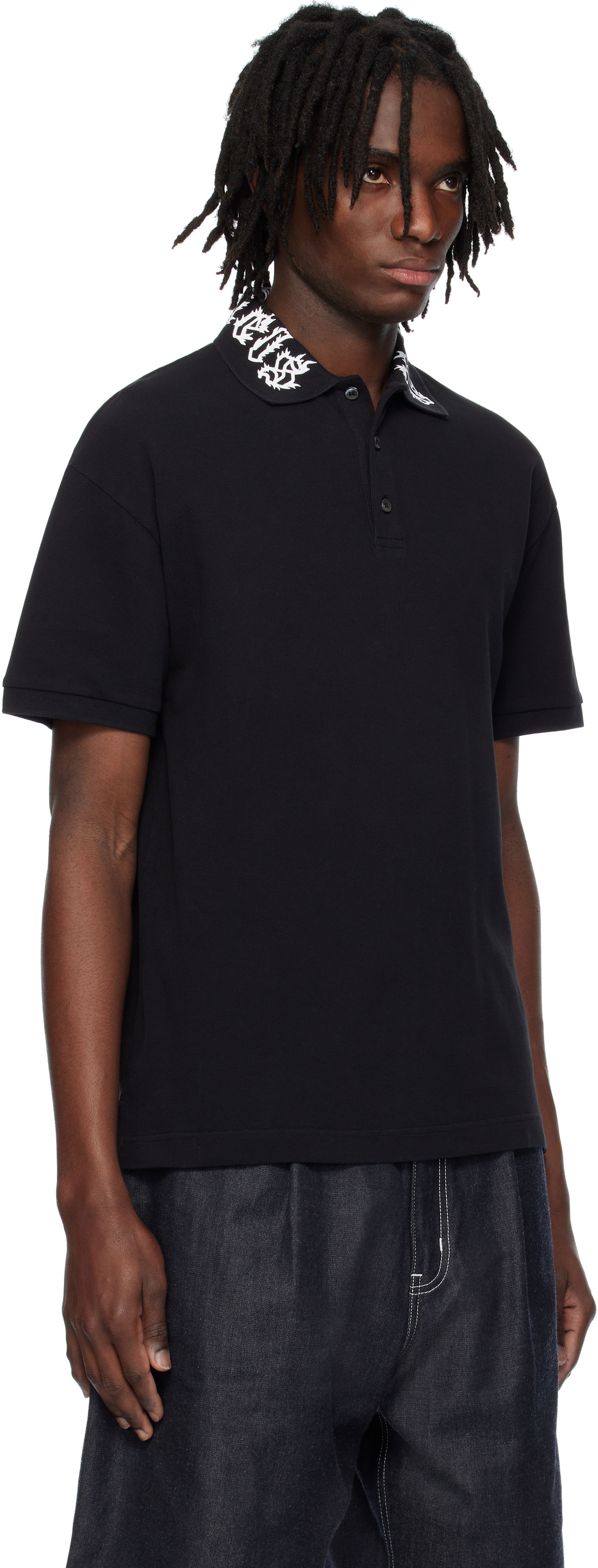 Polo skjorte Palm Angels Palm Angels Neck Logo Polo Sort | PMGB012S25FAB0021003, 1