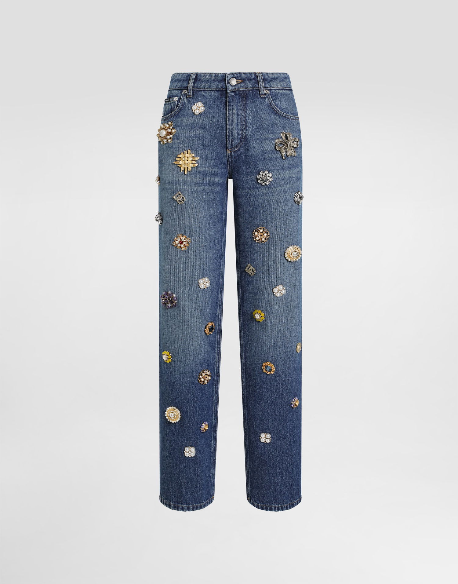 Jeans Dolce & Gabbana Dolce & Gabbana 5-Pocket Embellished Denim Trousers Blå | FTC8CZG8NC7S9001, 0