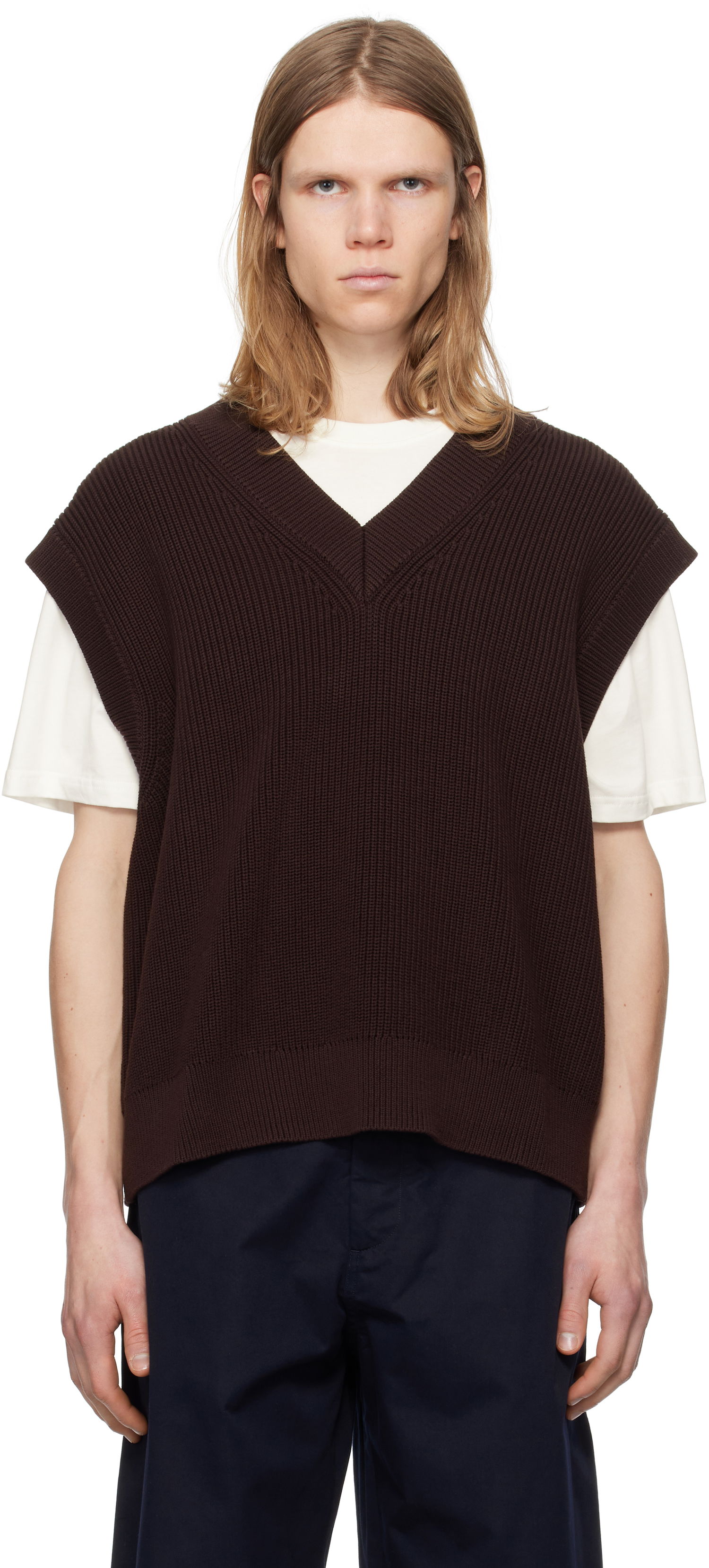 Sweater Studio Nicholson Studio Nicholson 5GG Knit Vest Brun | CULKIN SNM - 1305, 0