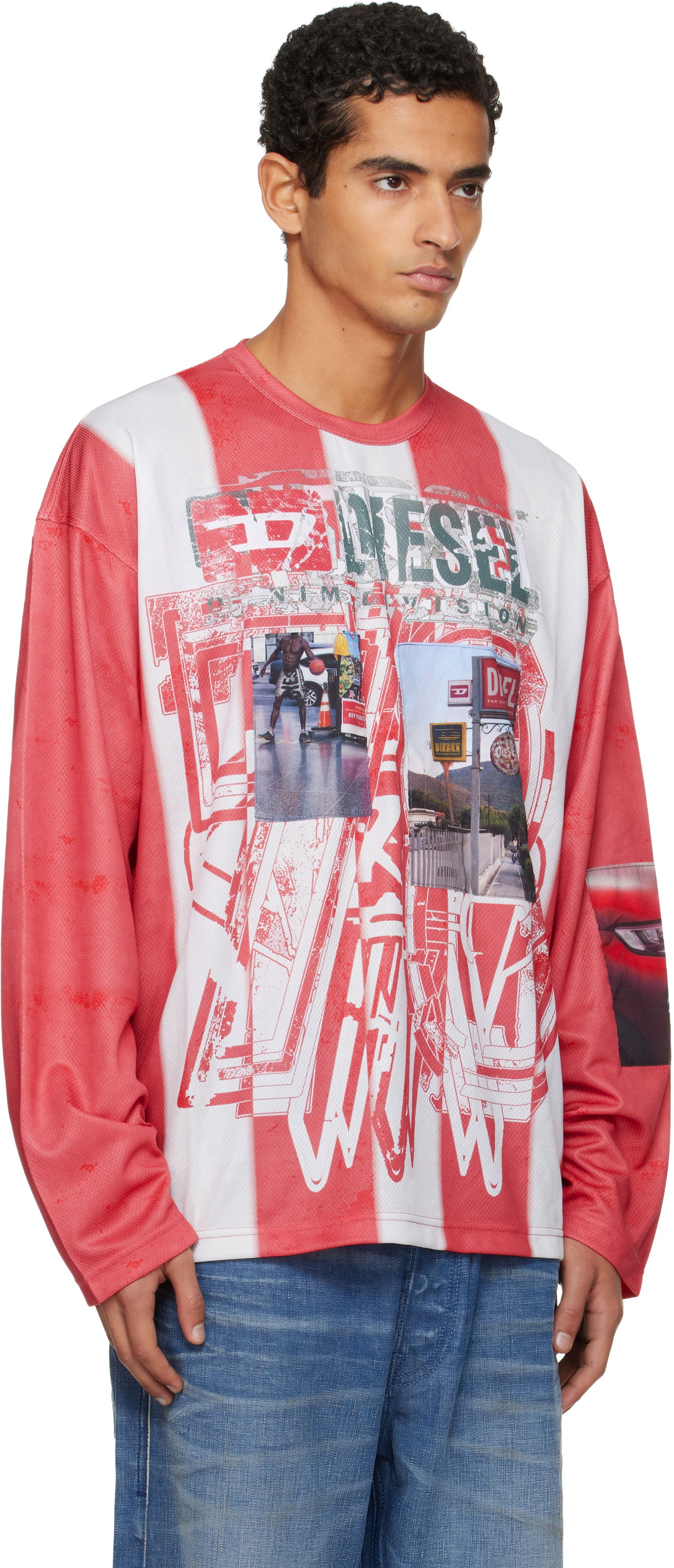 T-shirt Diesel T-Ruby Striped Graphic Long Sleeve T-Shirt Flerfarvet | A19539-0LKCC-42AA, 1