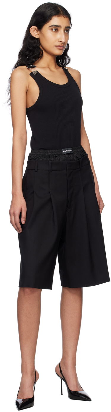Shorts Marine Serre Marine Serre Virgin Wool Twill Shorts Sort | MSH010A RWOV0001, 3