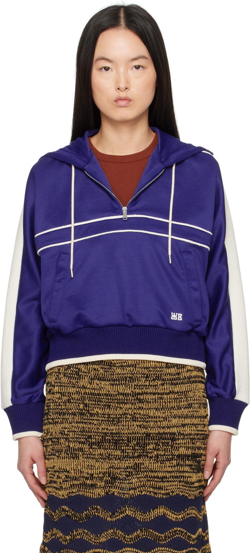 Sweatshirt Wales Bonner Wales Bonner Mantra Cropped Half-Zip Hoodie Lilla | WS25JE34-JE10-599