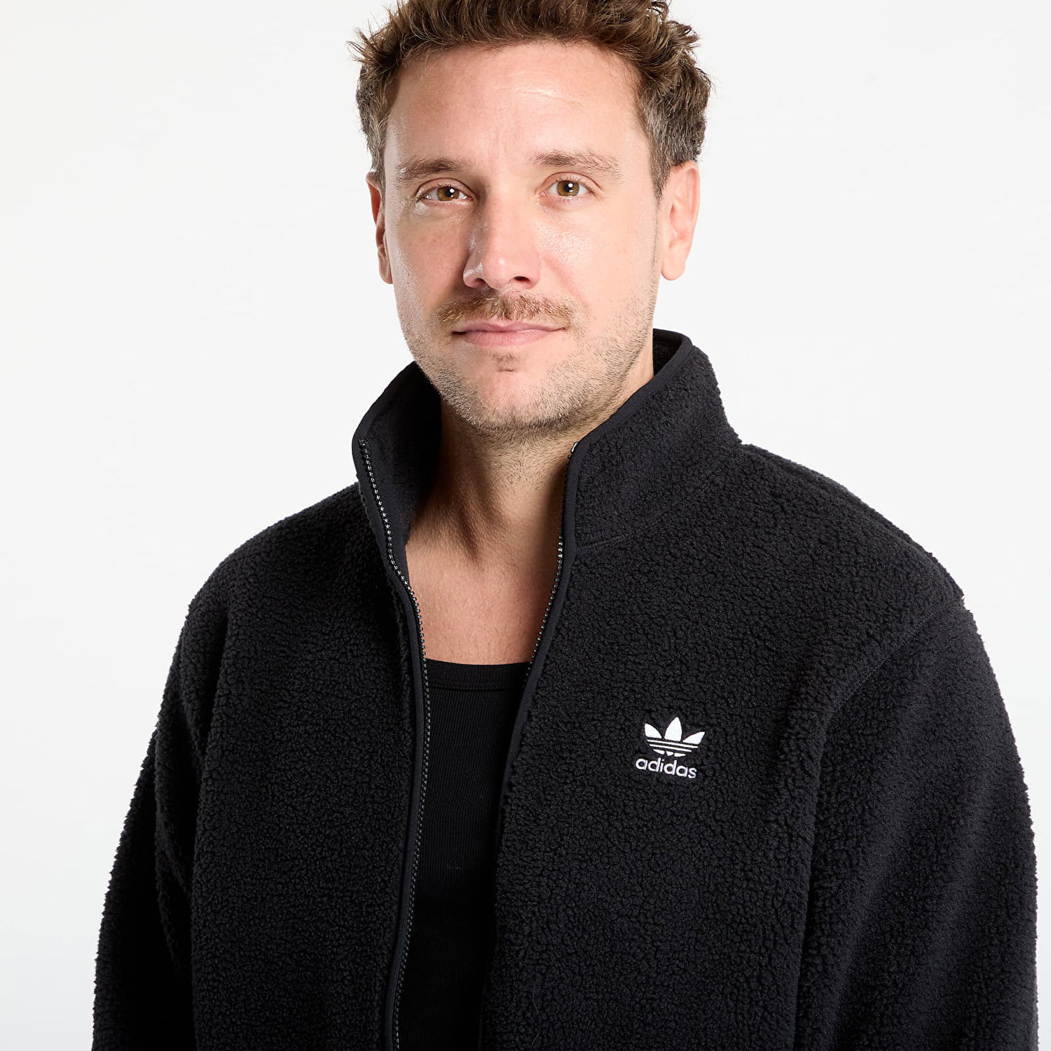 Jakke adidas Performance Trefoil Essentials Teddy Fleece Jacket Sort | JV7676, 1