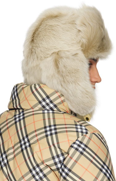 Hat Burberry Burberry Shearling Trapper Hat Beige | 8114666, 2