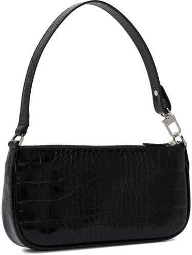 Håndtaske BY FAR Croc Embossed Leather Shoulder Bag Sort | 19PFRCLSBLDMED, 2