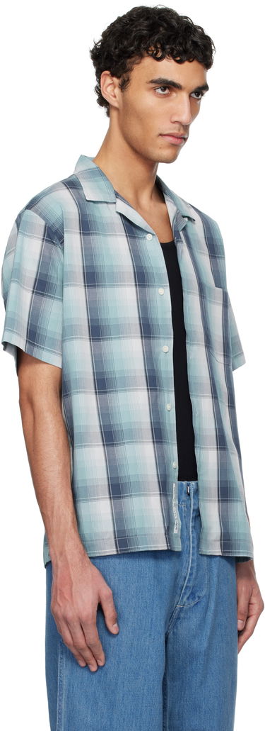 Skjorte NANAMICA Nanamica Open Collar Pique Short Sleeve Shirt Blå | S25SG076U, 4