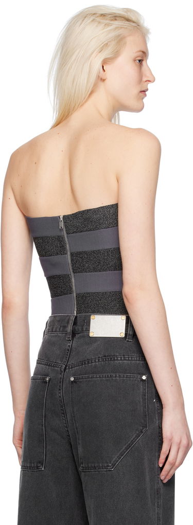 Tanktop Dion Lee Reflective Interlocking Weave Bustier Top Grå | A7798PS24, 2